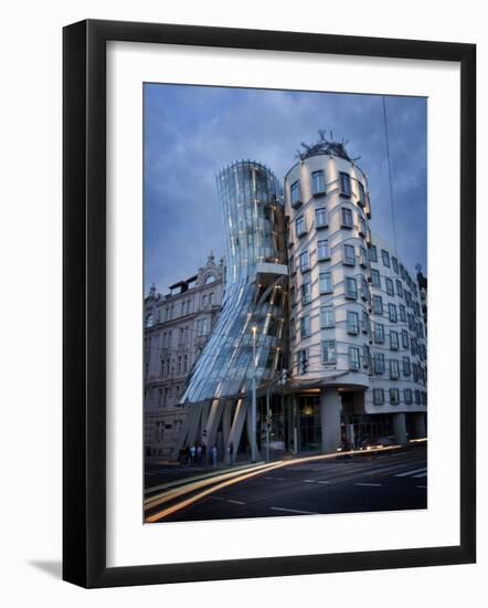 Dancing House (Fred and Ginger Building), by Frank Gehry, at Dusk, Prague, Czech Republic-Nick Servian-Framed Photographic Print