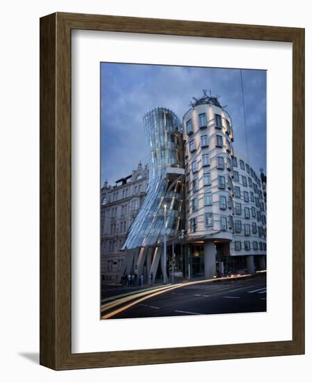 Dancing House (Fred and Ginger Building), by Frank Gehry, at Dusk, Prague, Czech Republic-Nick Servian-Framed Photographic Print