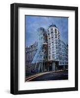 Dancing House (Fred and Ginger Building), by Frank Gehry, at Dusk, Prague, Czech Republic-Nick Servian-Framed Photographic Print