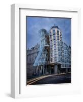 Dancing House (Fred and Ginger Building), by Frank Gehry, at Dusk, Prague, Czech Republic-Nick Servian-Framed Photographic Print