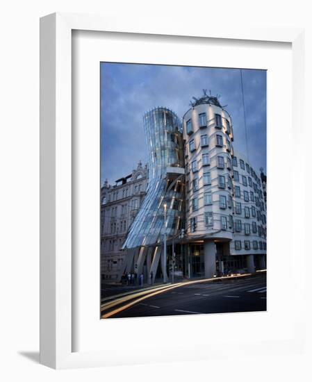 Dancing House (Fred and Ginger Building), by Frank Gehry, at Dusk, Prague, Czech Republic-Nick Servian-Framed Photographic Print