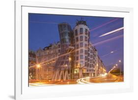 Dancing House (Ginger and Fred) by Frank Gehry, at Night, Prague, Czech Republic, Europe-Angelo-Framed Photographic Print