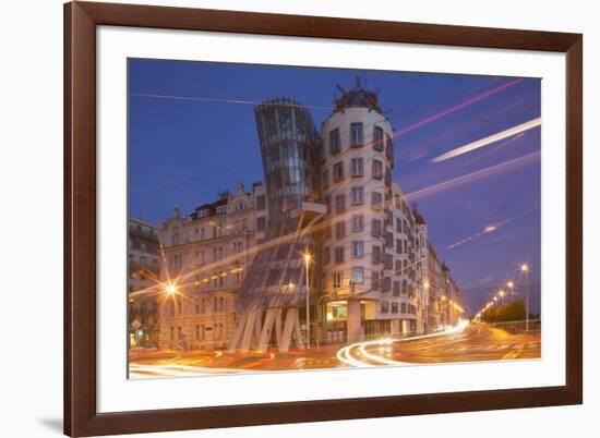 Dancing House (Ginger and Fred) by Frank Gehry, at Night, Prague, Czech Republic, Europe-Angelo-Framed Photographic Print