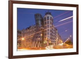 Dancing House (Ginger and Fred) by Frank Gehry, at Night, Prague, Czech Republic, Europe-Angelo-Framed Photographic Print