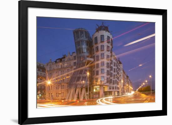 Dancing House (Ginger and Fred) by Frank Gehry, at Night, Prague, Czech Republic, Europe-Angelo-Framed Photographic Print