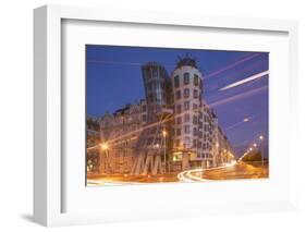 Dancing House (Ginger and Fred) by Frank Gehry, at Night, Prague, Czech Republic, Europe-Angelo-Framed Photographic Print