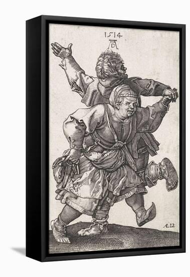 Dancing Peasant Couple, by Hieronymus Wierix Copied from Albrecht Durer, Engraving, C. 1559-1619-Hieronymus Wierix-Framed Stretched Canvas