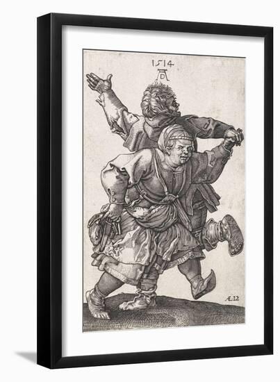 Dancing Peasant Couple, by Hieronymus Wierix Copied from Albrecht Durer, Engraving, C. 1559-1619-Hieronymus Wierix-Framed Art Print