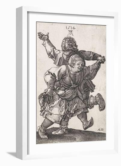 Dancing Peasant Couple, by Hieronymus Wierix Copied from Albrecht Durer, Engraving, C. 1559-1619-Hieronymus Wierix-Framed Art Print