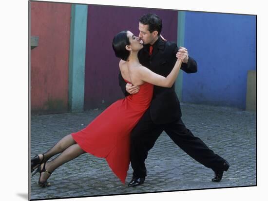 Dancing the Tango Amid Colorful Walls of La Bocoa Barrio, Buenos Aires, Argentina-Lin Alder-Mounted Photographic Print