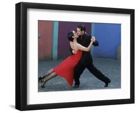 Dancing the Tango Amid Colorful Walls of La Bocoa Barrio, Buenos Aires, Argentina-Lin Alder-Framed Photographic Print