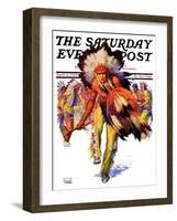 "Dancing Warrior," Saturday Evening Post Cover, April 4, 1936-William Henry Dethlef Koerner-Framed Giclee Print