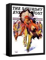 "Dancing Warrior," Saturday Evening Post Cover, April 4, 1936-William Henry Dethlef Koerner-Framed Stretched Canvas