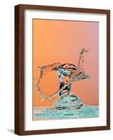 Dancing Water Droplet High Speed Photography on an Orange Background-Circumnavigation-Framed Photographic Print