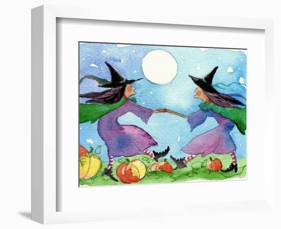 Dancing Witches Halloween Moon-sylvia pimental-Framed Art Print