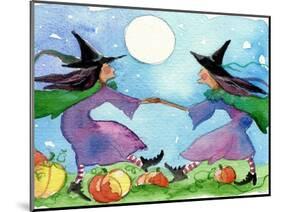Dancing Witches Halloween Moon-sylvia pimental-Mounted Art Print
