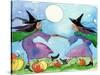 Dancing Witches Halloween Moon-sylvia pimental-Stretched Canvas