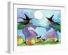 Dancing Witches Halloween Moon-sylvia pimental-Framed Art Print