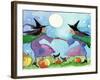 Dancing Witches Halloween Moon-sylvia pimental-Framed Art Print