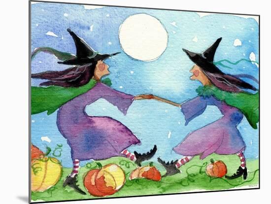 Dancing Witches Halloween Moon-sylvia pimental-Mounted Art Print