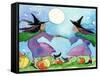 Dancing Witches Halloween Moon-sylvia pimental-Framed Stretched Canvas