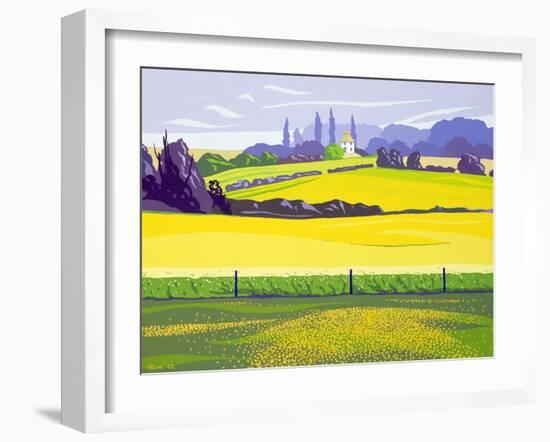 Dandelions and Rape, Finchingfield, 2003-Derek Crow-Framed Giclee Print