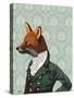 Dandy Fox Portrait-Fab Funky-Stretched Canvas