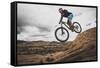 Dane Cronin Mountain Biking The Slickrock Trail In The Sand Flats Recreation Area, Moab, Utah-Louis Arevalo-Framed Stretched Canvas