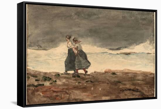 Danger. Dated: 1883/1887. Dimensions: sheet: 37.4 × 53.3 cm (14 3/4 × 21 in.). Medium: watercolo...-Winslow Homer-Framed Stretched Canvas