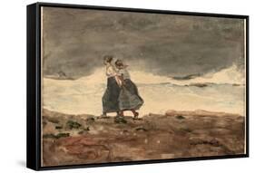 Danger. Dated: 1883/1887. Dimensions: sheet: 37.4 × 53.3 cm (14 3/4 × 21 in.). Medium: watercolo...-Winslow Homer-Framed Stretched Canvas