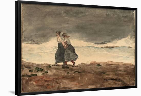 Danger. Dated: 1883/1887. Dimensions: sheet: 37.4 × 53.3 cm (14 3/4 × 21 in.). Medium: watercolo...-Winslow Homer-Framed Poster