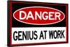 Danger Genius At Work Sign-null-Framed Poster