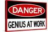 Danger Genius At Work Sign-null-Stretched Canvas