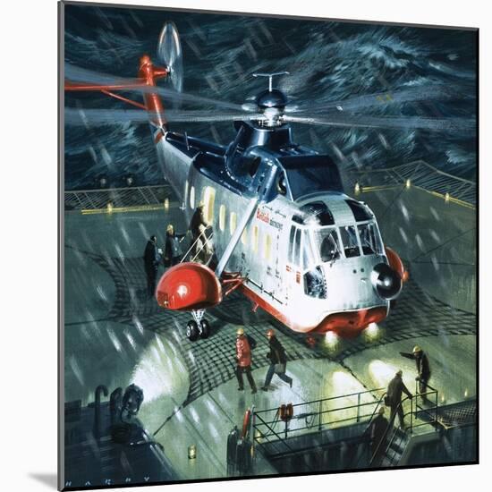 Danger Men of the Oil Fields. a British Airways S-61N Helicopter-Wilf Hardy-Mounted Giclee Print