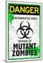 Danger Mutant Zombies Sign Poster-null-Mounted Poster