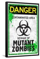 Danger Mutant Zombies Sign Poster-null-Framed Poster