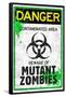 Danger Mutant Zombies Sign Poster-null-Framed Poster