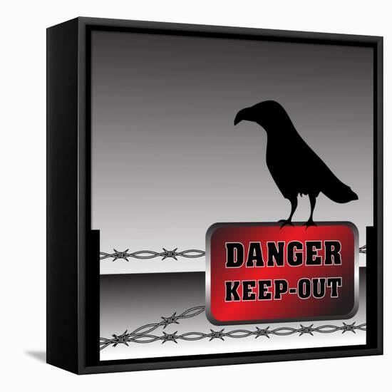 Danger Plate and Crow-oxlock-Framed Stretched Canvas
