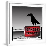 Danger Plate and Crow-oxlock-Framed Art Print