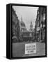 Danger Unexploded Bomb Sign at Cordoned Off Area in Front of St. Paul's Church-Hans Wild-Framed Stretched Canvas
