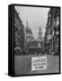 Danger Unexploded Bomb Sign at Cordoned Off Area in Front of St. Paul's Church-Hans Wild-Framed Stretched Canvas