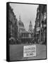 Danger Unexploded Bomb Sign at Cordoned Off Area in Front of St. Paul's Church-Hans Wild-Framed Stretched Canvas