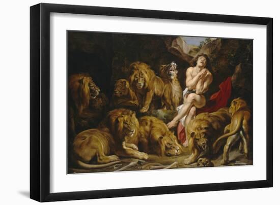 Daniel and the Lions Den, C.1615-Peter Paul Rubens-Framed Giclee Print