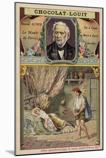 Daniel Auber, French Composer, and a Scene from His Opera La Muette De Portici-null-Mounted Giclee Print