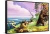 Daniel Boone Blazes the Wilderness Trail-Severino Baraldi-Framed Stretched Canvas