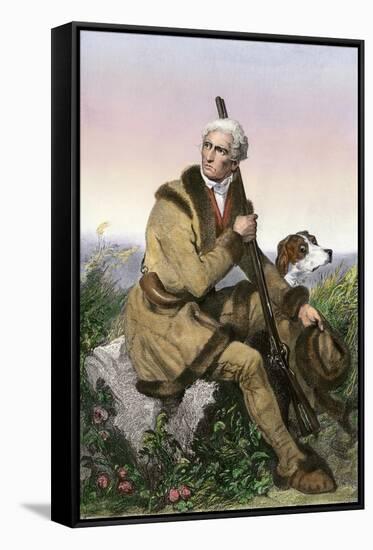 Daniel Boone, Pioneer of Kentucky, with His Rifle and Dog-null-Framed Stretched Canvas