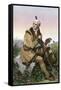 Daniel Boone, Pioneer of Kentucky, with His Rifle and Dog-null-Framed Stretched Canvas