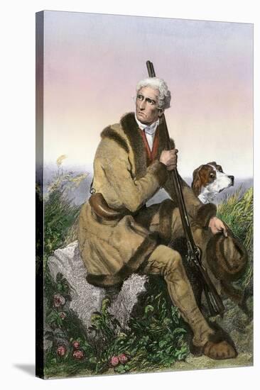 Daniel Boone, Pioneer of Kentucky, with His Rifle and Dog-null-Stretched Canvas