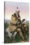 Daniel Boone, Pioneer of Kentucky, with His Rifle and Dog-null-Stretched Canvas