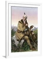 Daniel Boone, Pioneer of Kentucky, with His Rifle and Dog-null-Framed Giclee Print